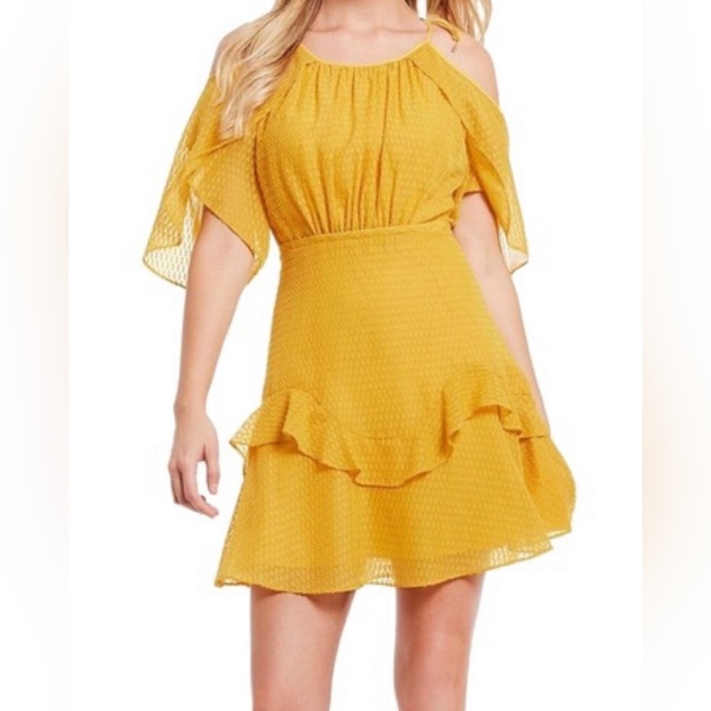 Halston Cocktail Summer Yellow Dress Size 12